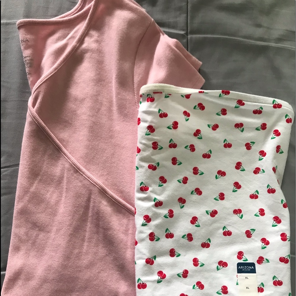 Cherry Tube Top and Pink Shirt
